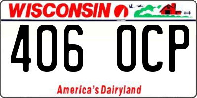 WI license plate 406OCP
