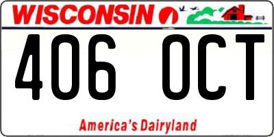 WI license plate 406OCT