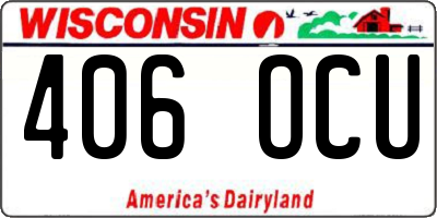 WI license plate 406OCU