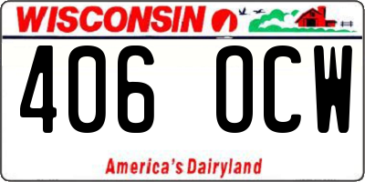 WI license plate 406OCW