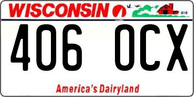 WI license plate 406OCX