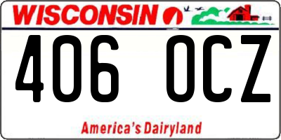 WI license plate 406OCZ