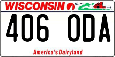 WI license plate 406ODA