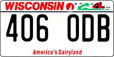 WI license plate 406ODB