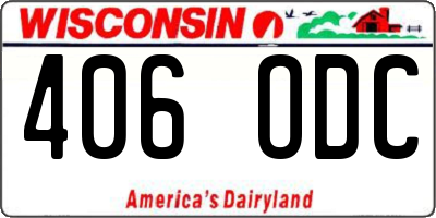 WI license plate 406ODC