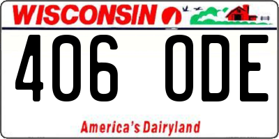 WI license plate 406ODE
