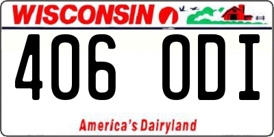 WI license plate 406ODI