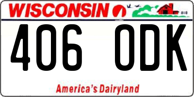 WI license plate 406ODK
