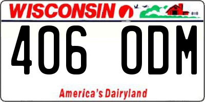 WI license plate 406ODM