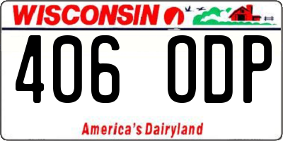 WI license plate 406ODP
