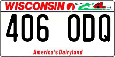 WI license plate 406ODQ