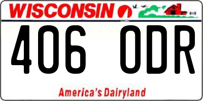 WI license plate 406ODR