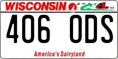 WI license plate 406ODS