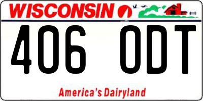WI license plate 406ODT