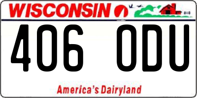 WI license plate 406ODU