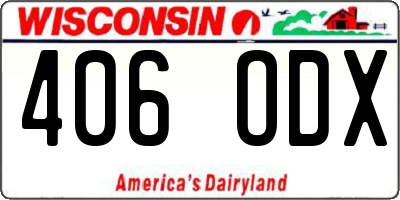 WI license plate 406ODX