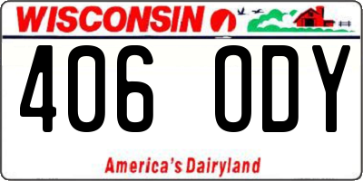 WI license plate 406ODY