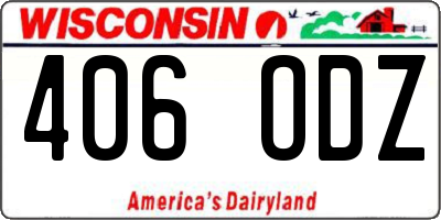 WI license plate 406ODZ