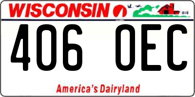 WI license plate 406OEC