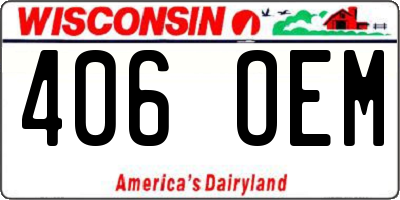 WI license plate 406OEM