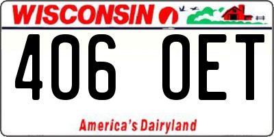 WI license plate 406OET
