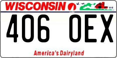 WI license plate 406OEX