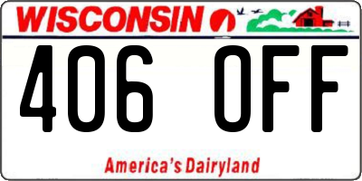 WI license plate 406OFF