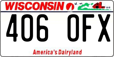 WI license plate 406OFX