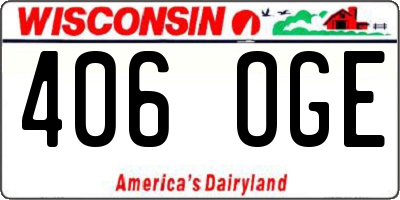 WI license plate 406OGE