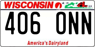 WI license plate 406ONN