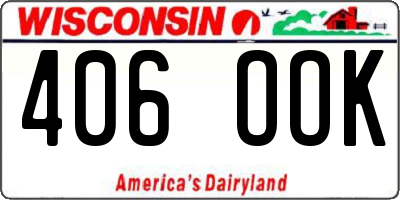 WI license plate 406OOK