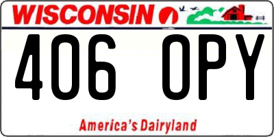 WI license plate 406OPY