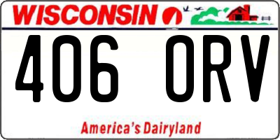 WI license plate 406ORV