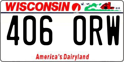 WI license plate 406ORW
