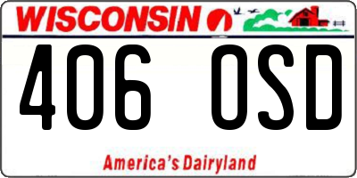 WI license plate 406OSD
