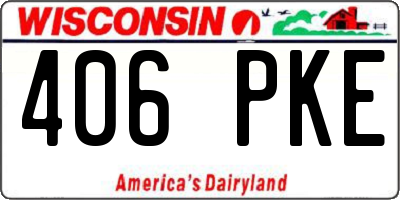 WI license plate 406PKE