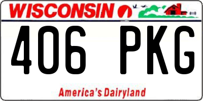 WI license plate 406PKG