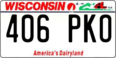 WI license plate 406PKO
