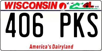 WI license plate 406PKS