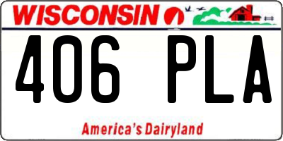 WI license plate 406PLA