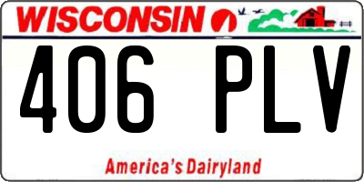 WI license plate 406PLV