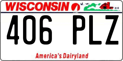 WI license plate 406PLZ