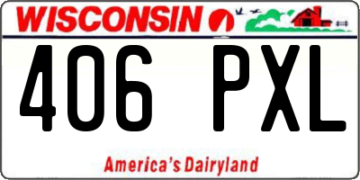 WI license plate 406PXL