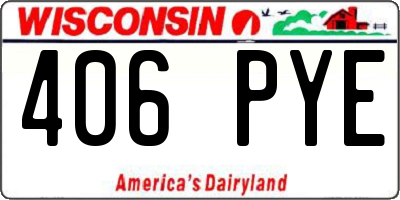 WI license plate 406PYE