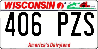 WI license plate 406PZS