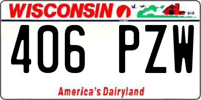 WI license plate 406PZW