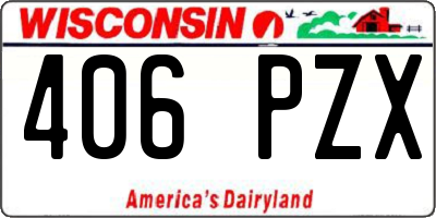 WI license plate 406PZX