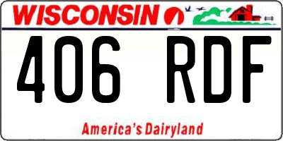 WI license plate 406RDF