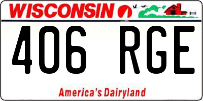 WI license plate 406RGE