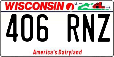WI license plate 406RNZ